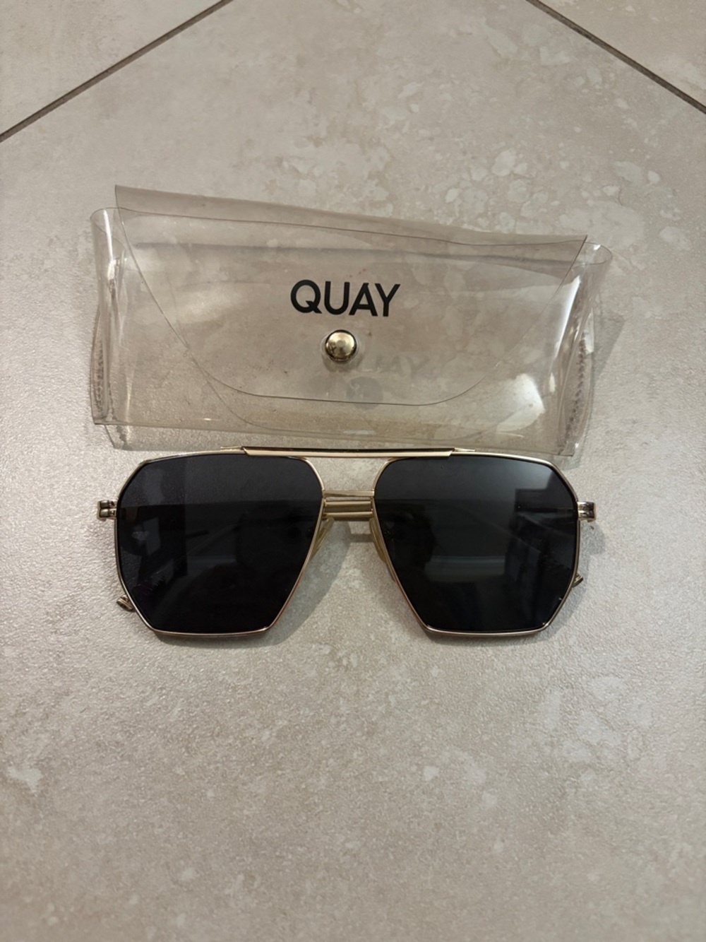 Quay Australia Gold Frame Sunglasses with Black Lenses